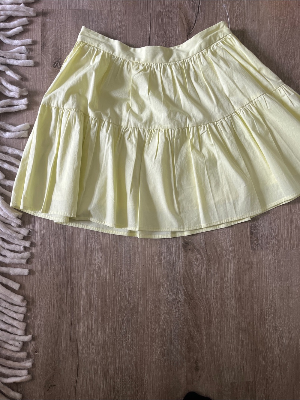 STAUD Light Yellow Tiered Cotton Skirt - Women